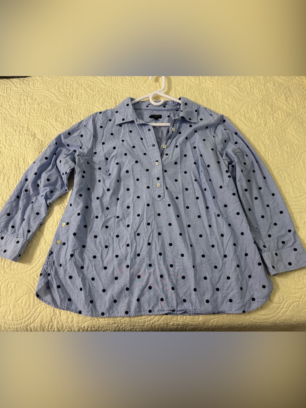 Talbots Blue Polka Dot Button-Front Tunic